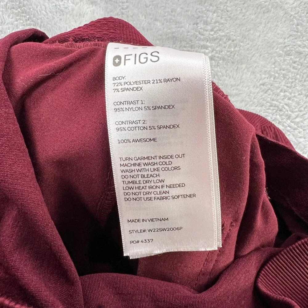 FIGS Maternity Scrub Set L/XL Burgundy Women Medical Jogger Uniform Set - Picture 12 of 16